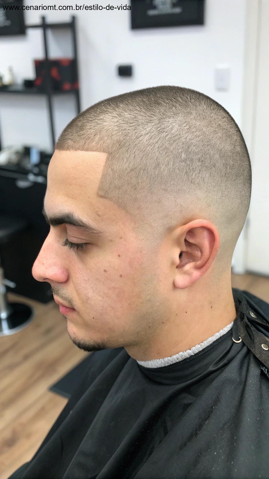 Homem com corte Buzz Cut.