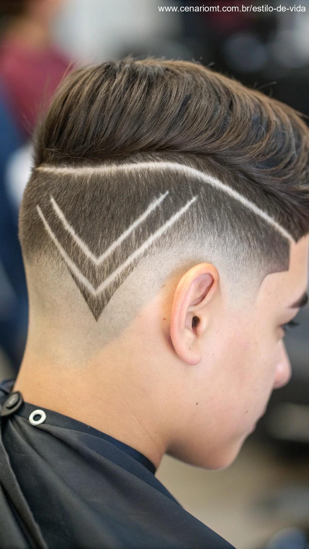 Corte de cabelo com franja em V