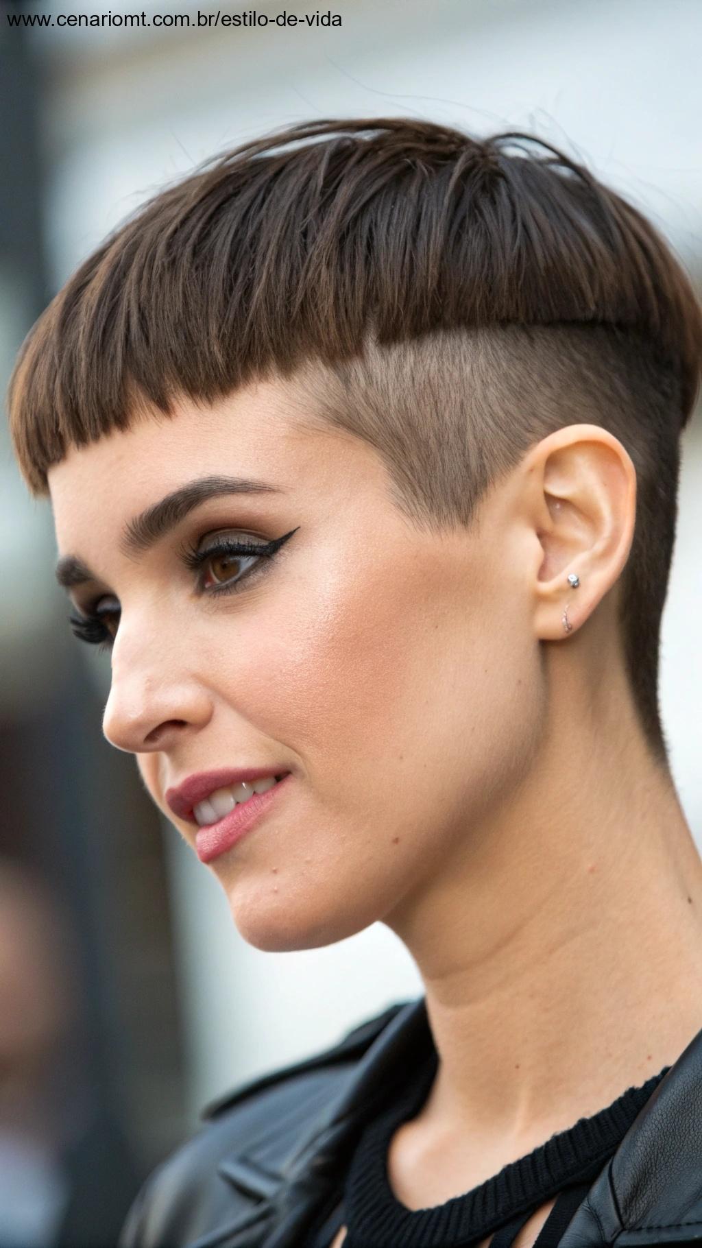 Corte de cabelo curto com franja curtinha