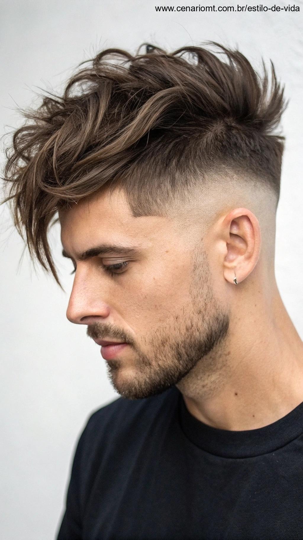 Corte médio desconectado masculino com visual moderno