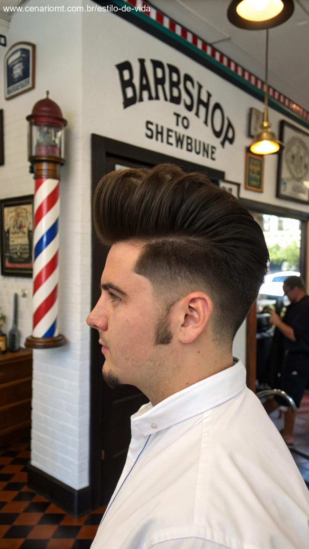 Homem com um corte pompadour clássico e elegante