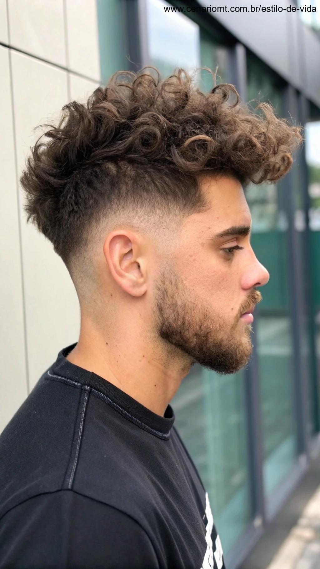 Homem com corte texturizado e acabamento moderno.