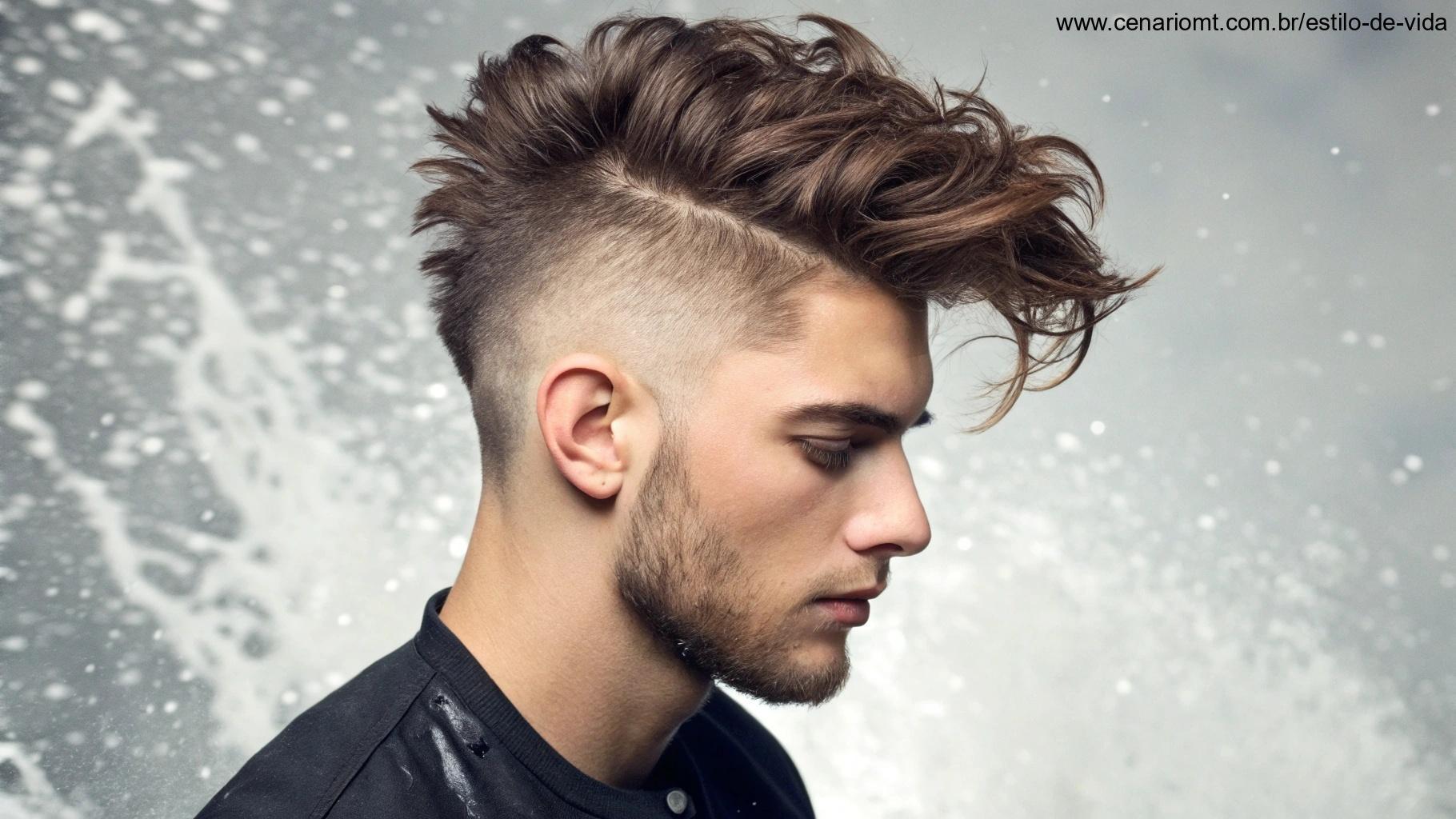 Corte de cabelo masculino moderno com volume e textura ousados