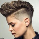 Corte curto com undercut, com volume e linhas bem definidas, em um estilo moderno e ousado.