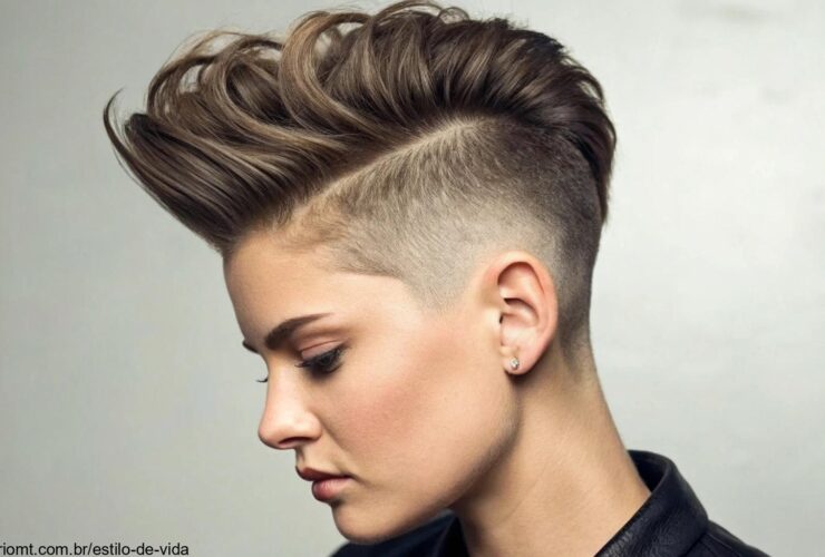 Corte curto com undercut, com volume e linhas bem definidas, em um estilo moderno e ousado.