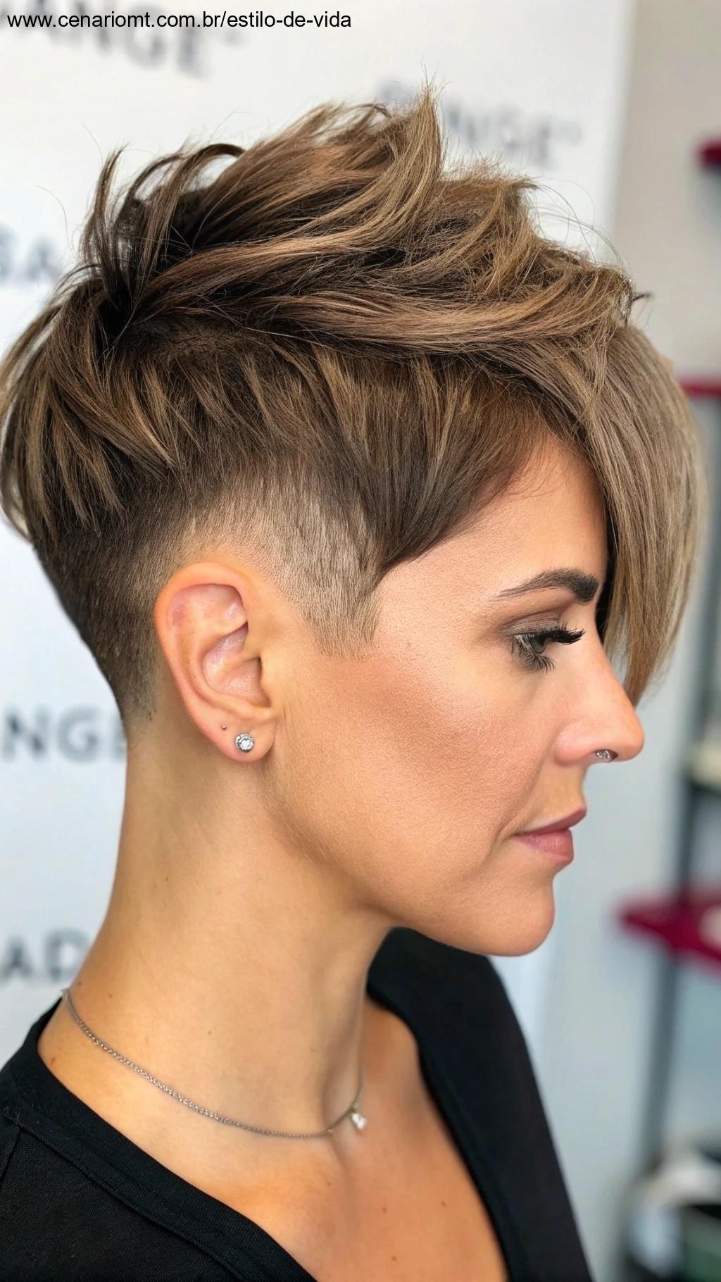 Corte curto assimétrico com camadas modernas