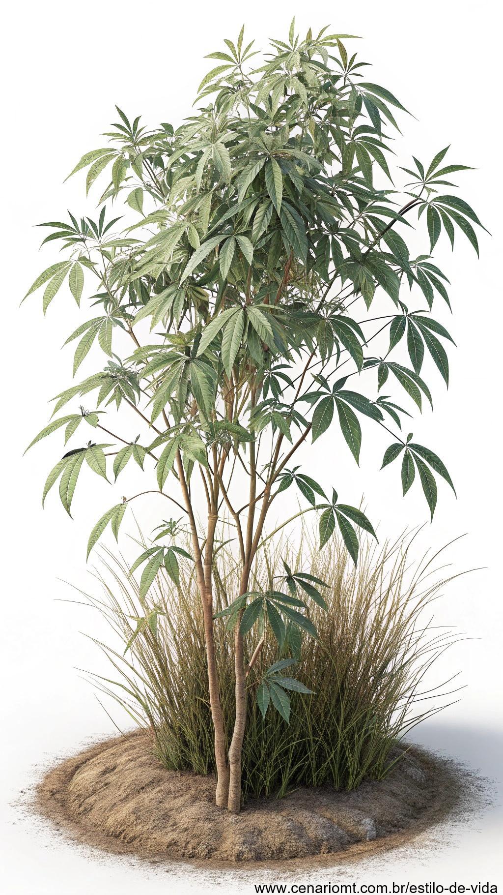 Planta colocada em uma área com correntes de ar, com folhas balançando ao vento.