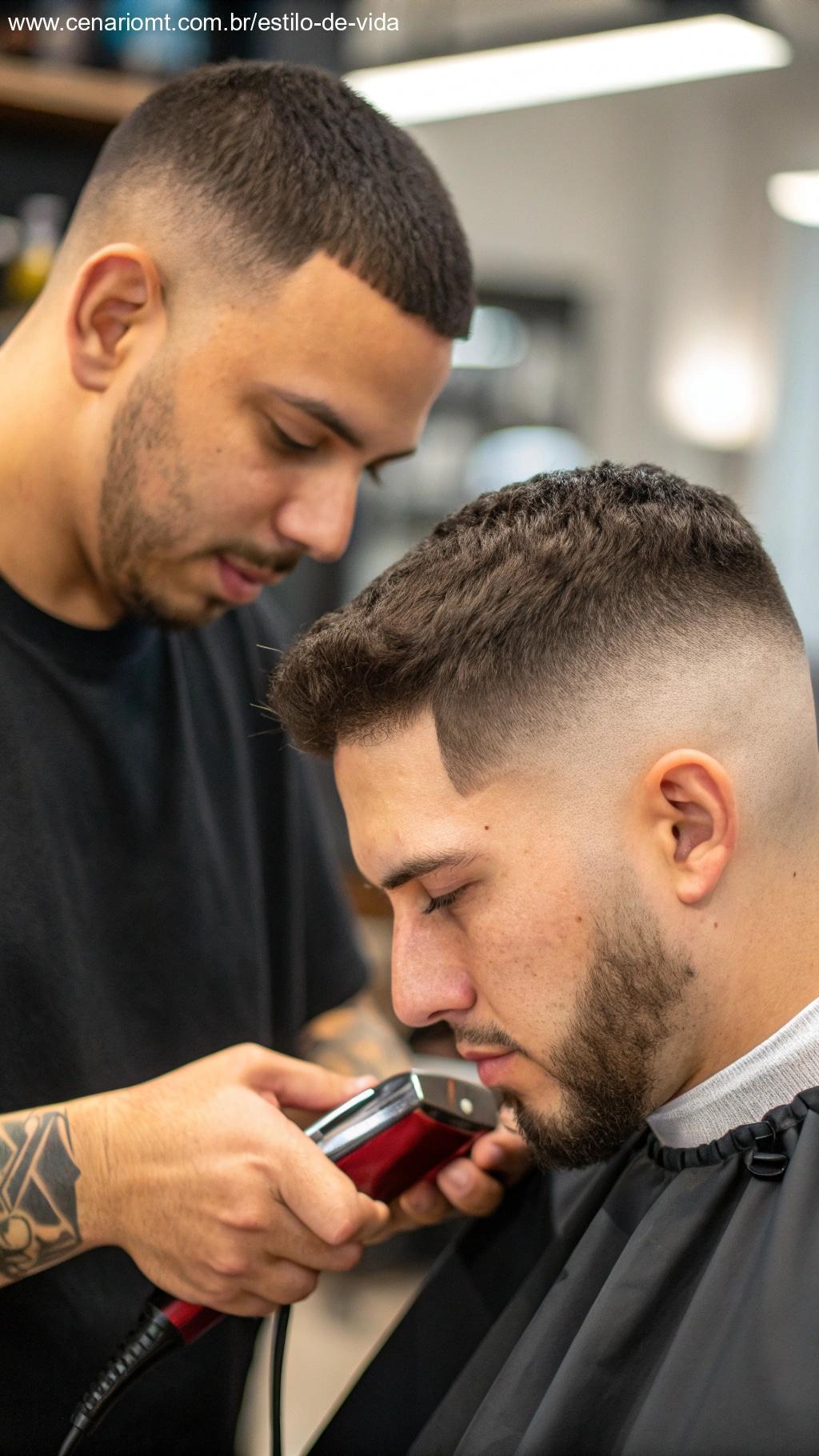 Corte fade baixo masculino com transição suave