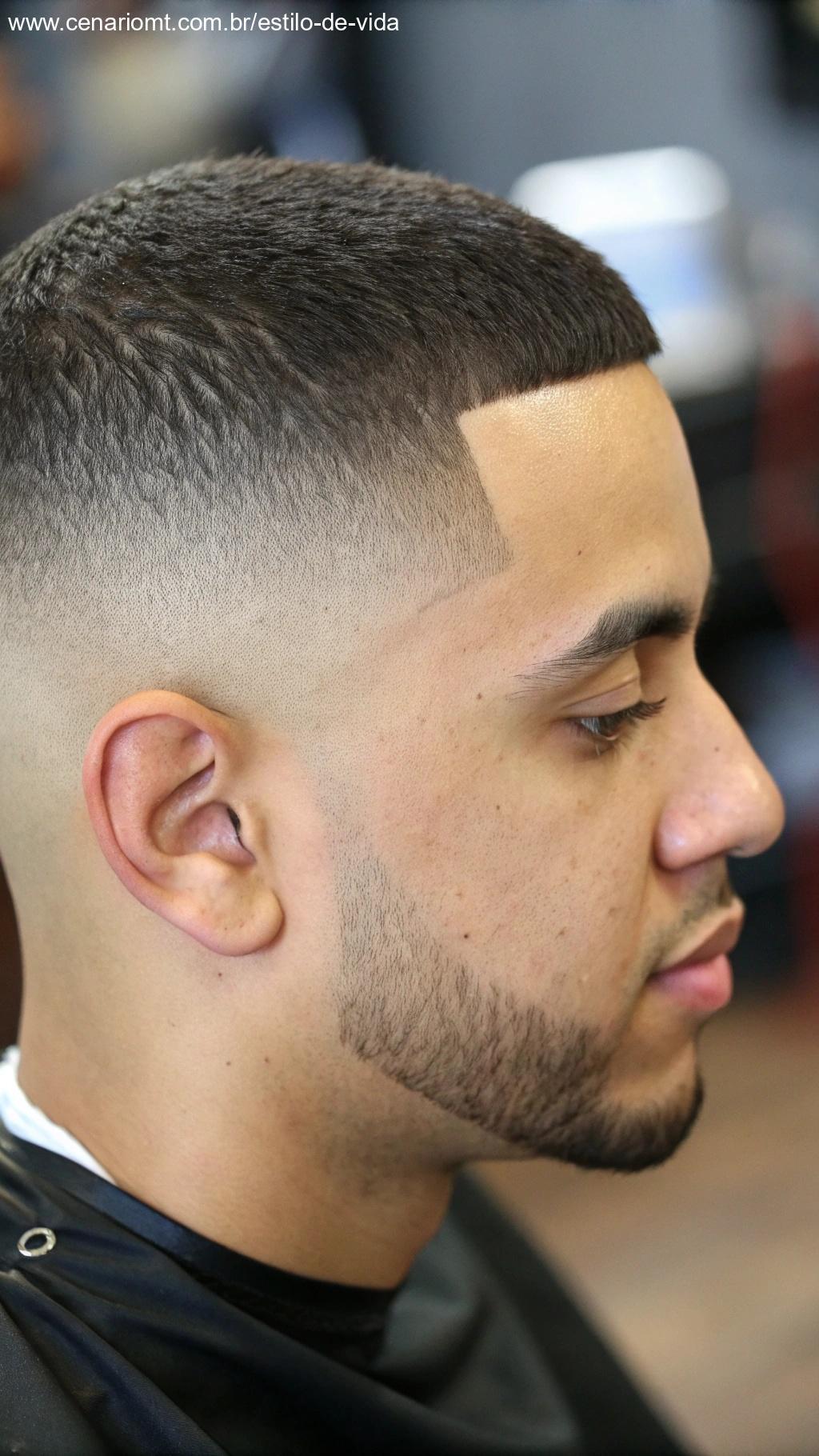 Homem com um corte Fade Haircut bem definido