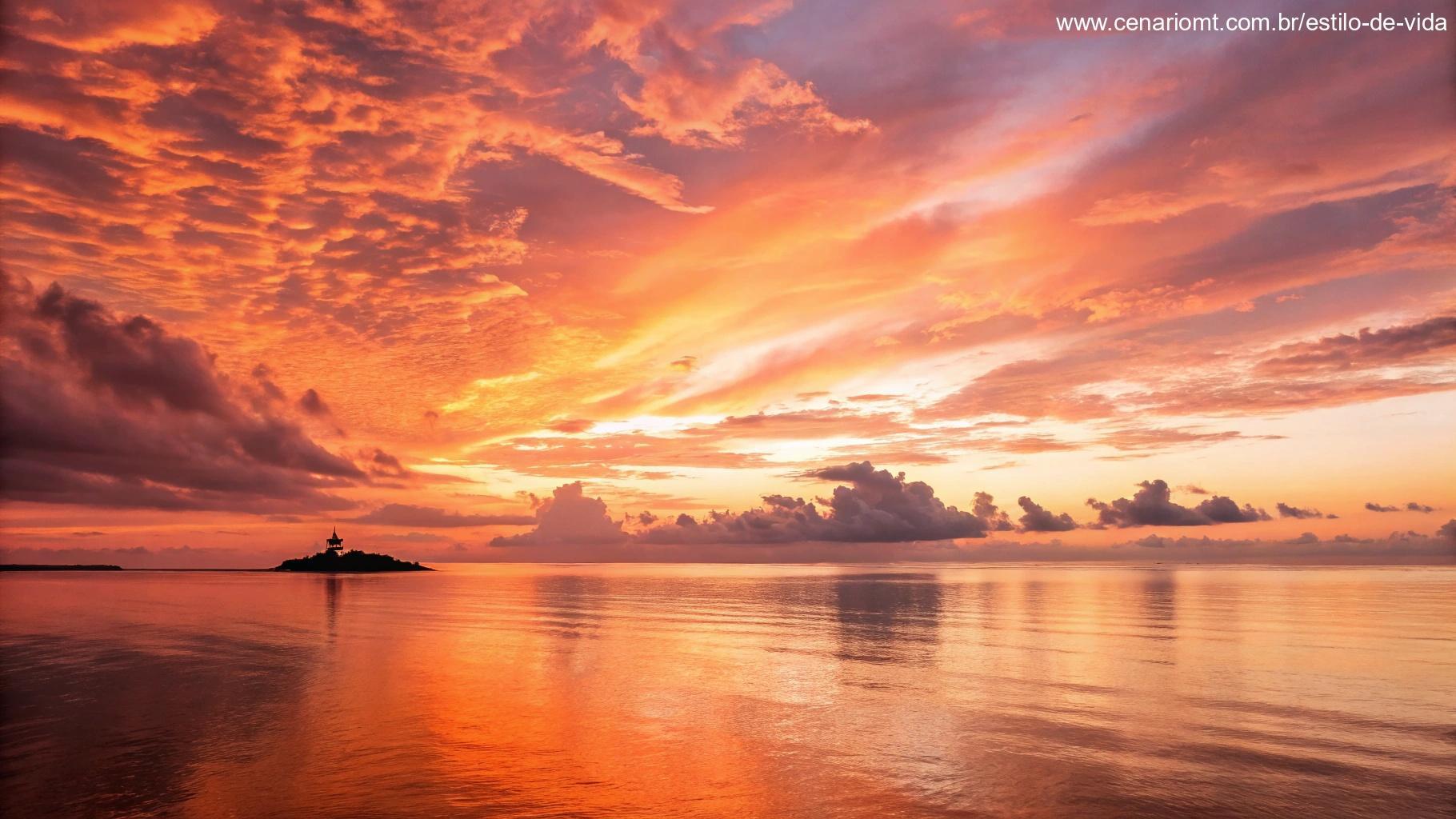 Um poderoso amanhecer sobre um mar calmo, simbolizando o fortalecimento da fé e esperança, perfeito para uma reflexão de fé na quarta-feira.
