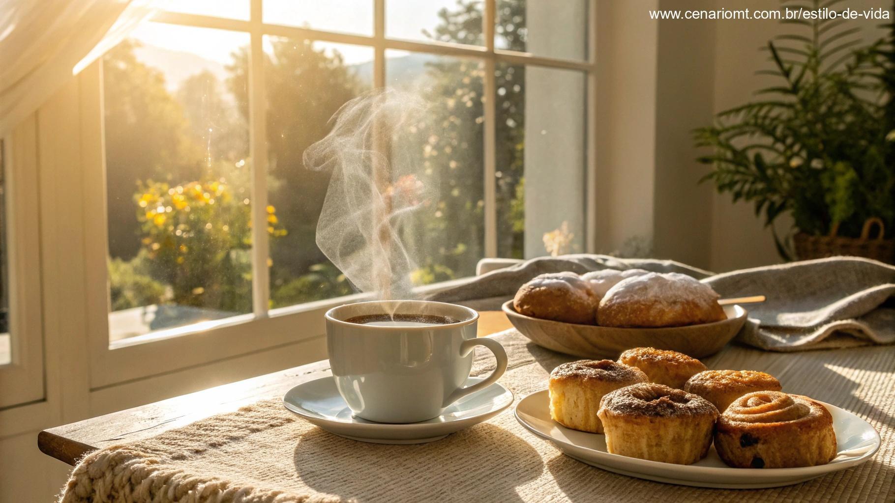 Mesa de café da manhã aconchegante para começar bem o dia.