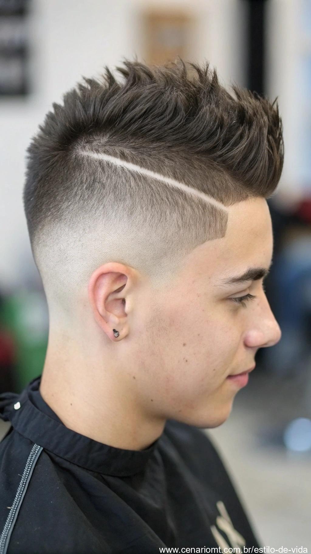 Homem com um mohawk discreto e moderno