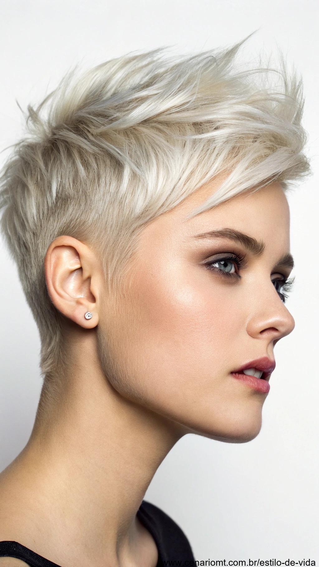 Pixie cut atualizado com um visual moderno e elegante