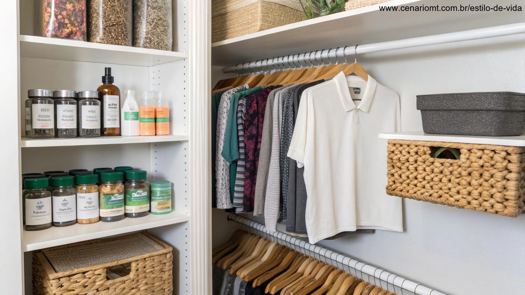 Armário limpo com foco na prevenção contra traças de roupas.