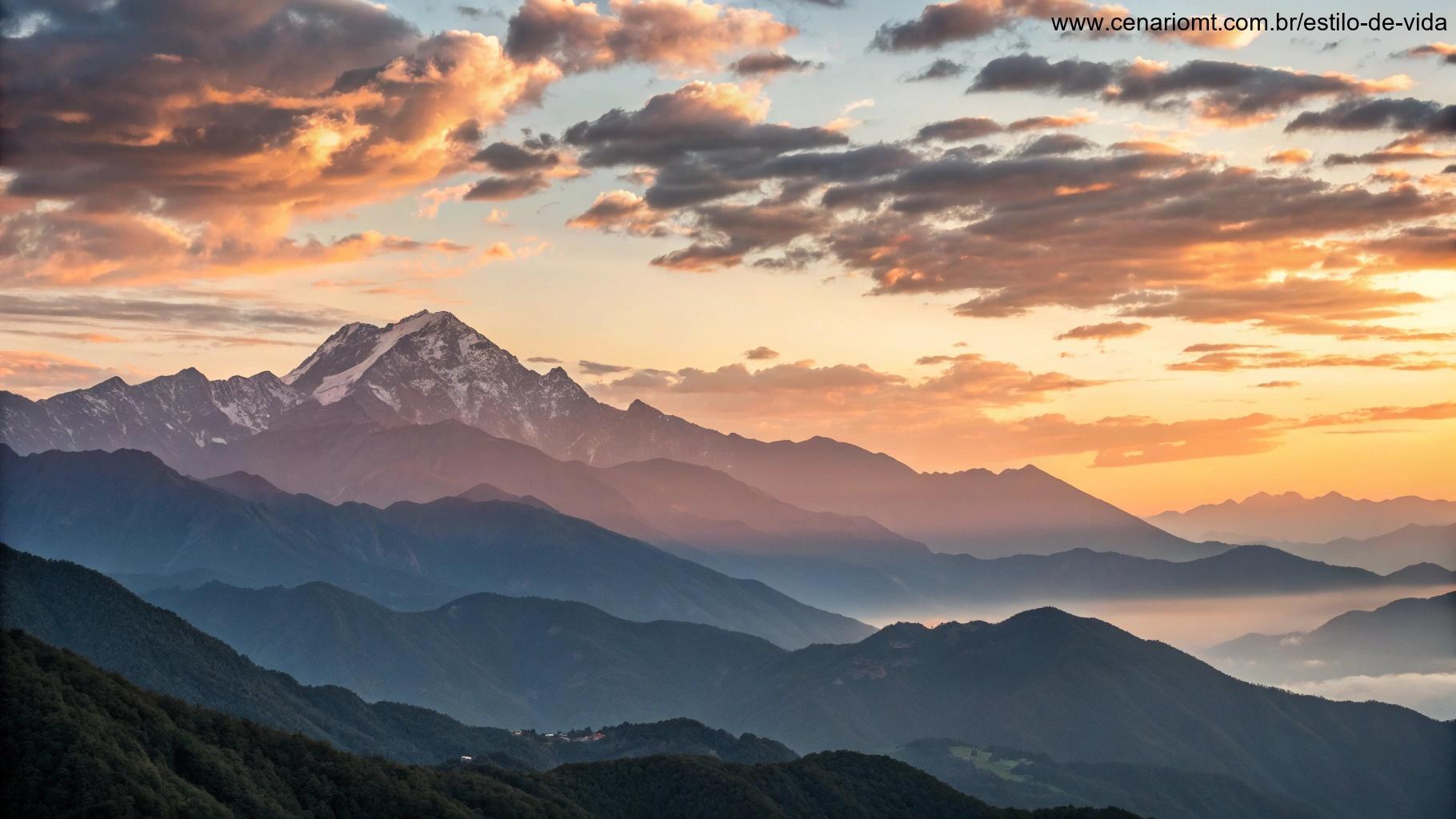 Nascer do sol sobre montanhas, simbolizando novos começos e reflexão.