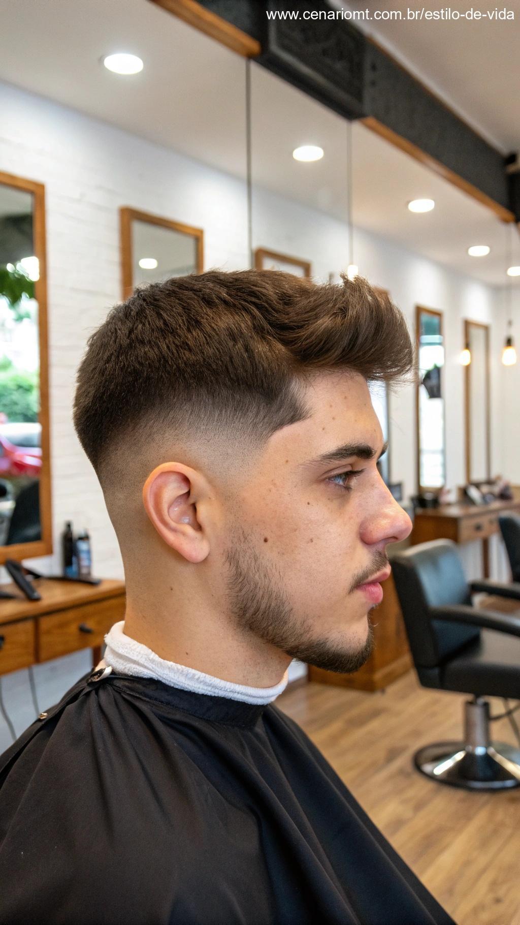 Corte masculino ideal para rosto triangular.