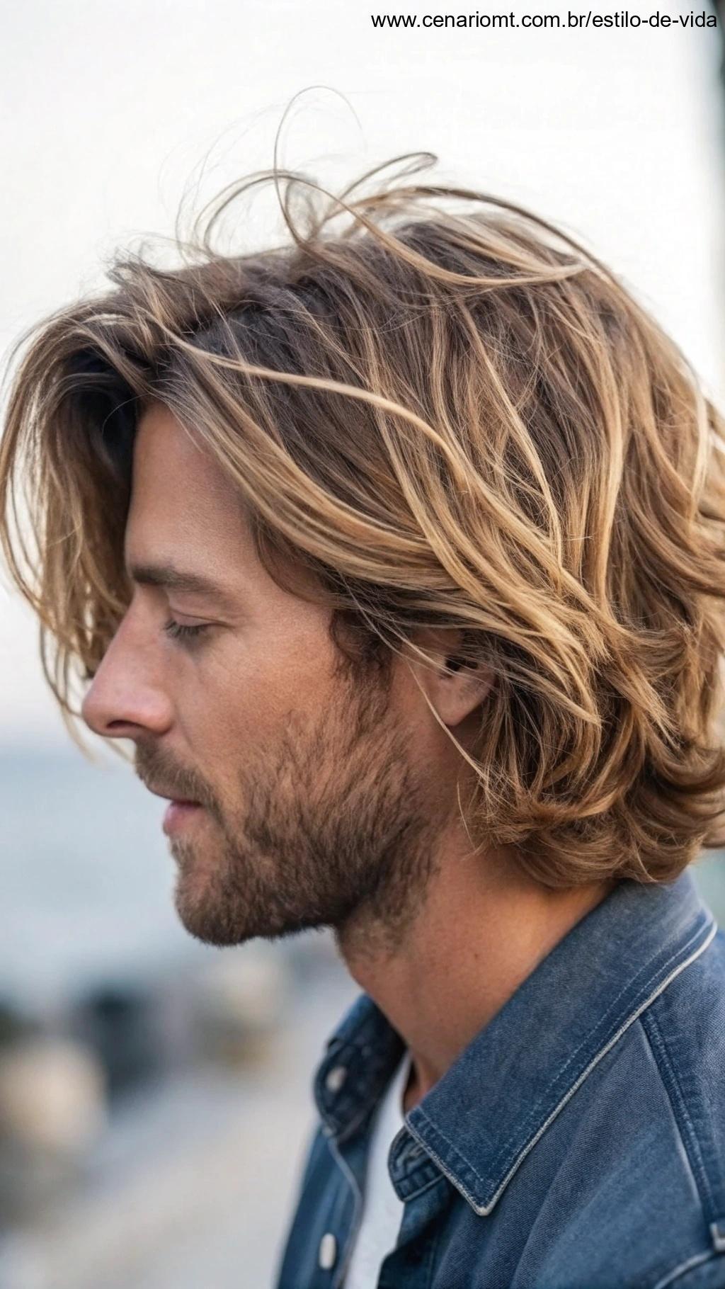 Shaggy hair masculino com camadas desconectadas e textura natural