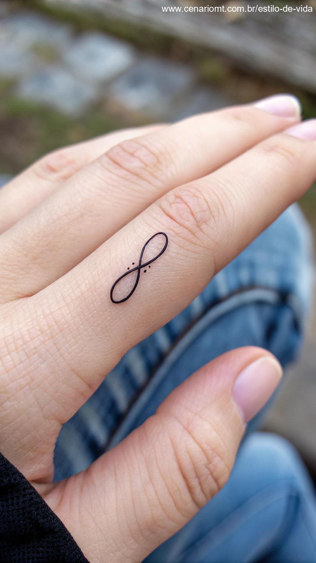 Tatuagem minimalista de uma linha fina envolvendo o dedo.