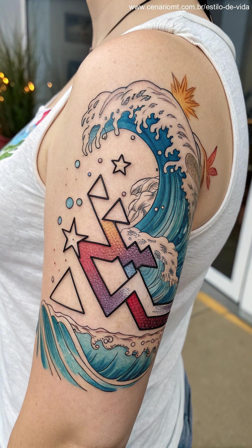 Tatuagem de Aquário, representando originalidade e inovação.