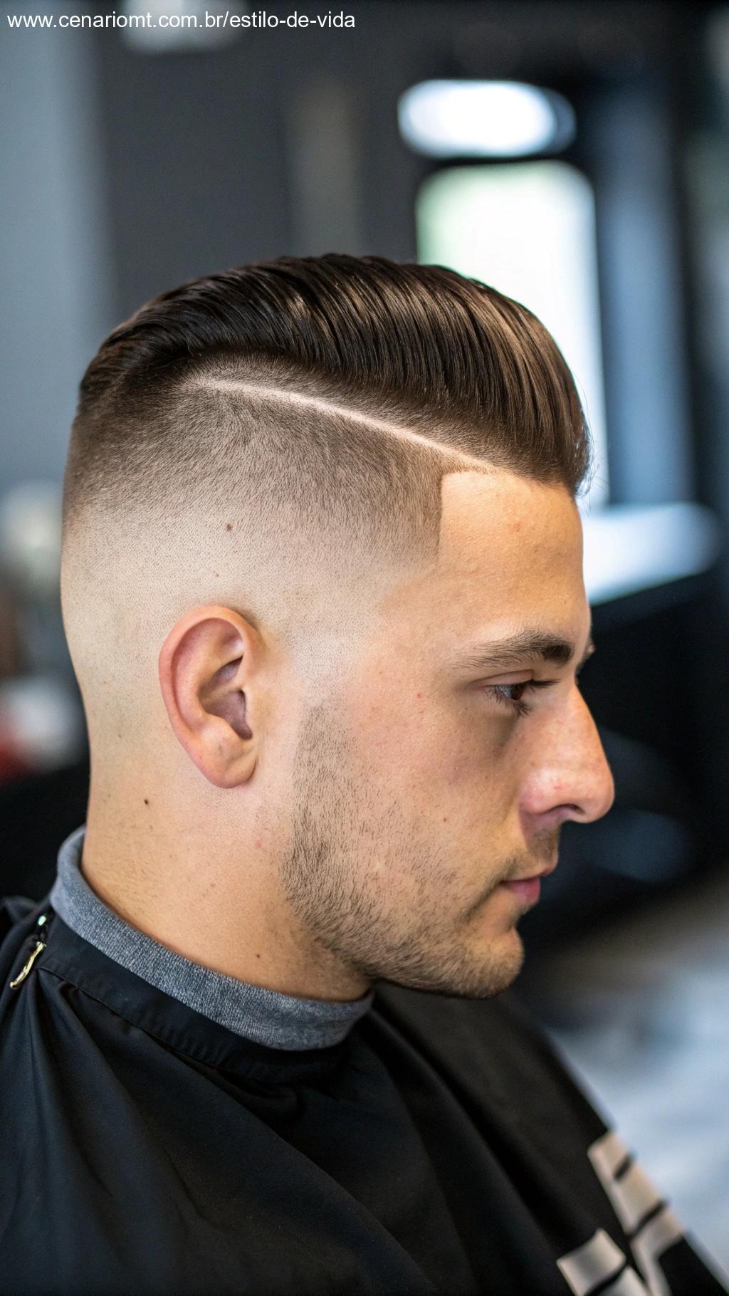 Homem com corte Undercut em um estúdio de barbearia