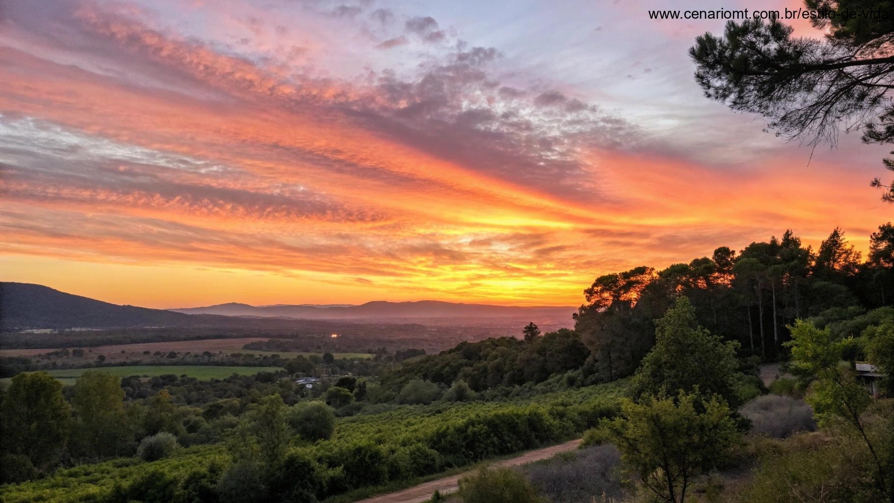 Cena de pôr do sol com cores quentes, proporcionando um momento de reflexão tranquila.