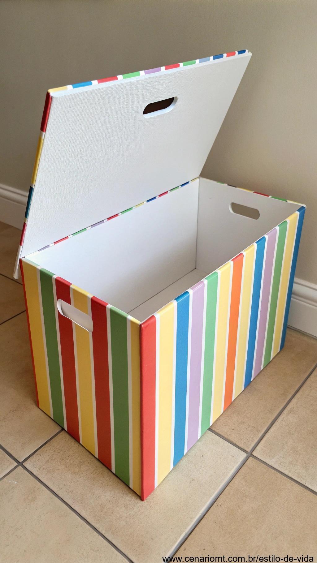 Caixa de papelão para brinquedos infantis.