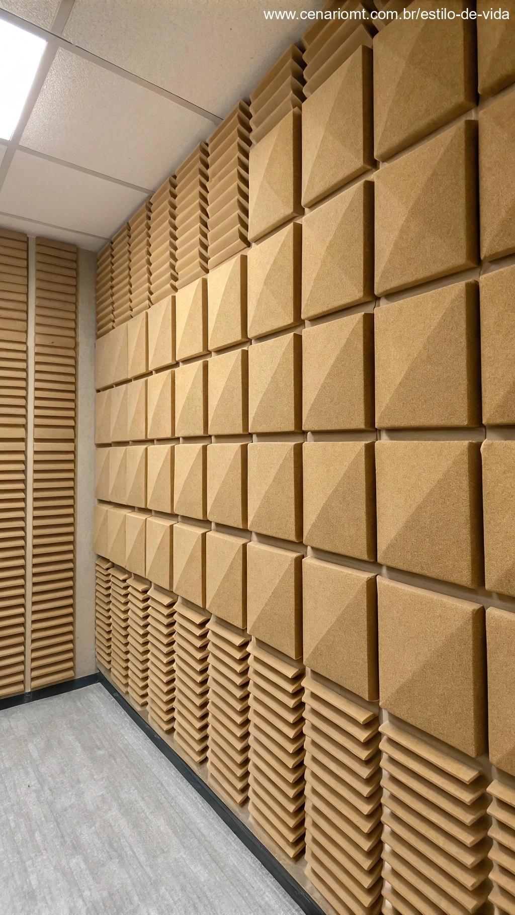Painéis de papelão para isolamento acústico.