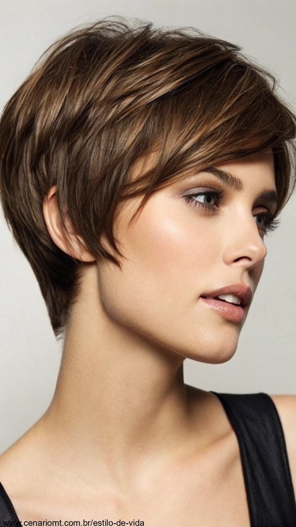 Pixie de comprimento médio, elegante e versátil.