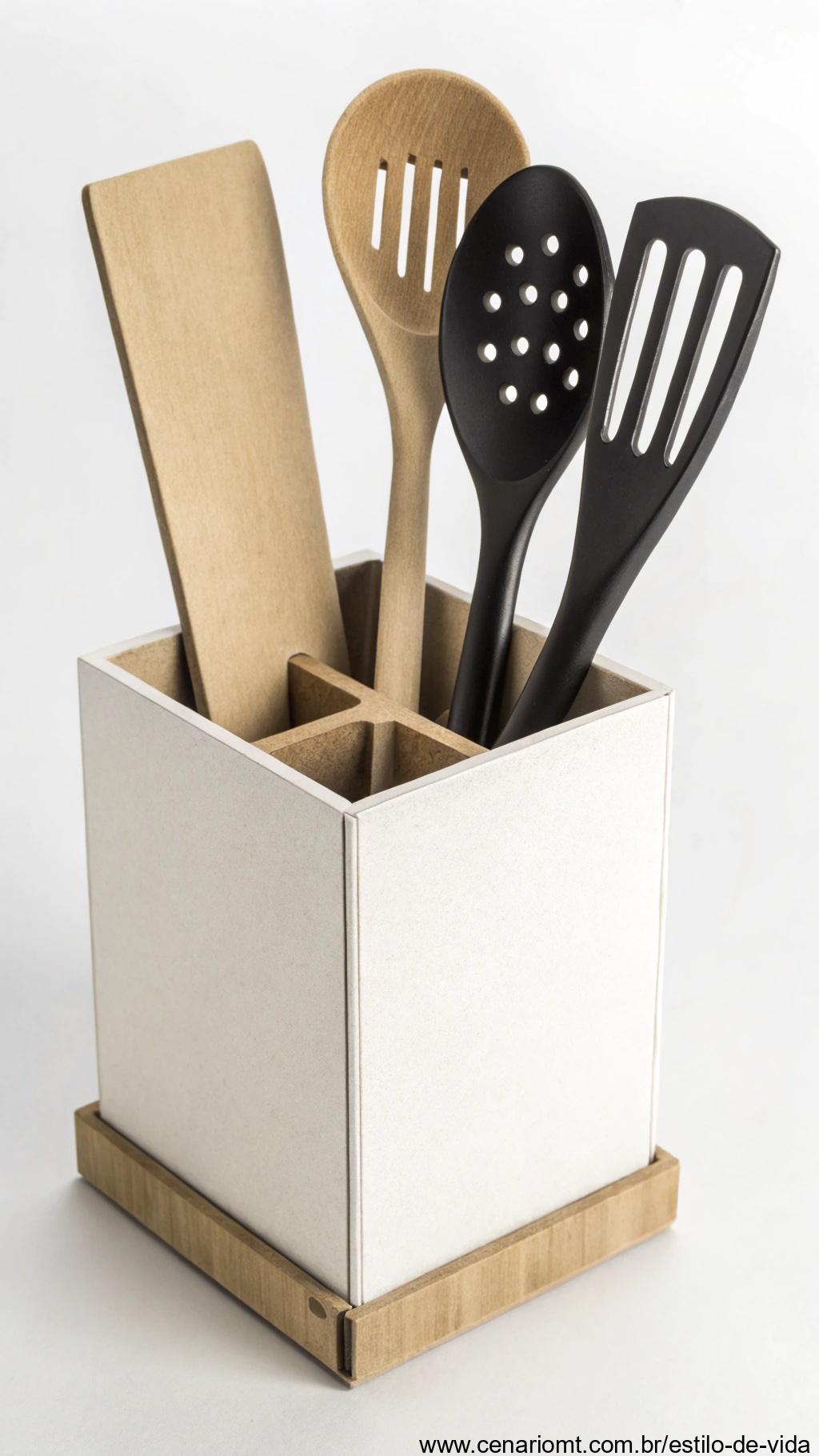 Suporte para utensílios de cozinha.