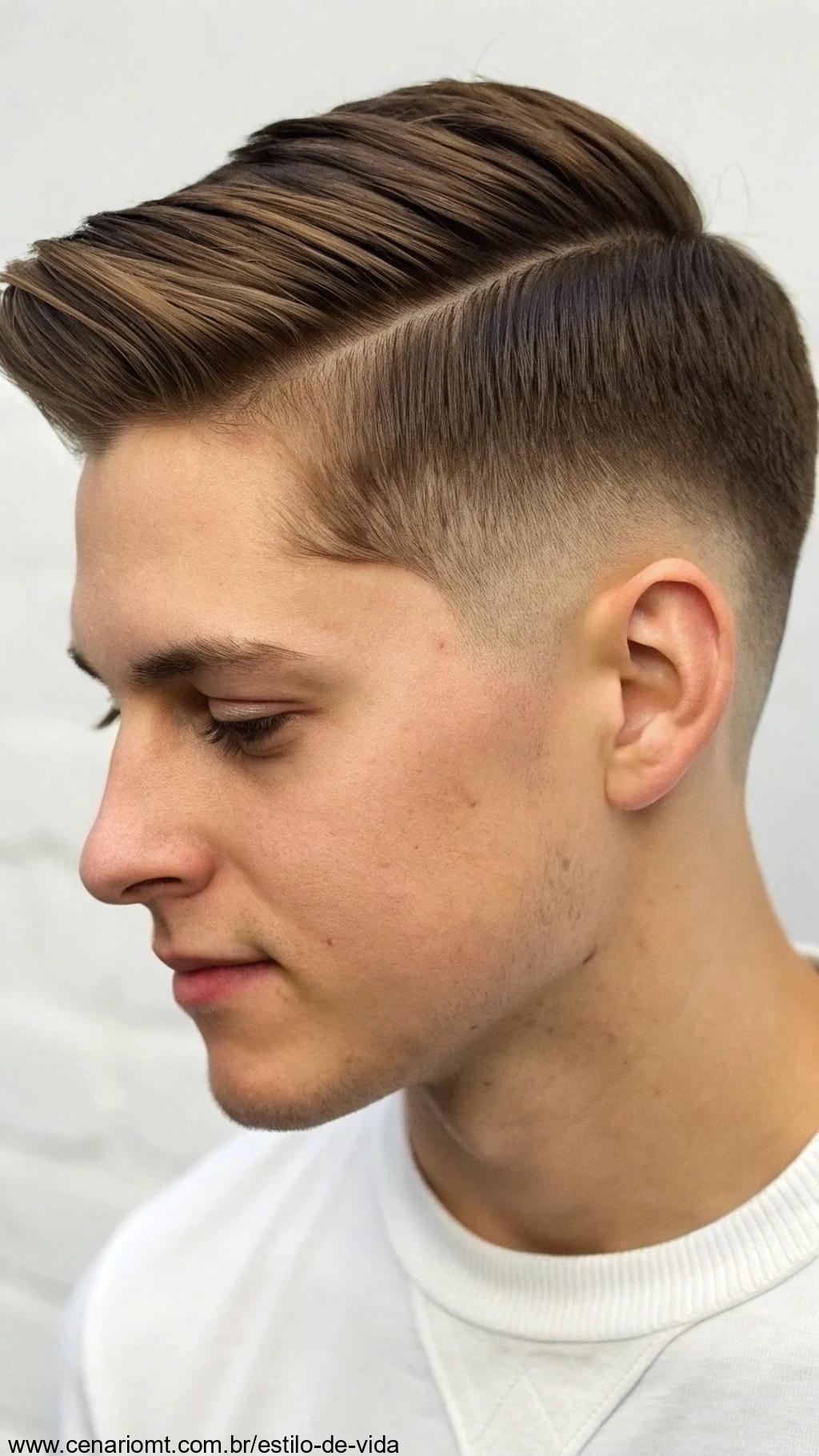 Corte curto com risca lateral, liso e elegante.