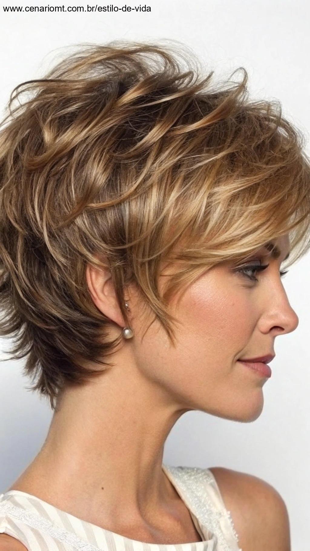 Corte curto com volume nas raízes e movimento.