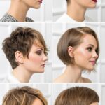 16 estilos de cortes curtos para diferentes tipos de rosto, com pixie, bob, e cortes texturizados em um salão moderno.