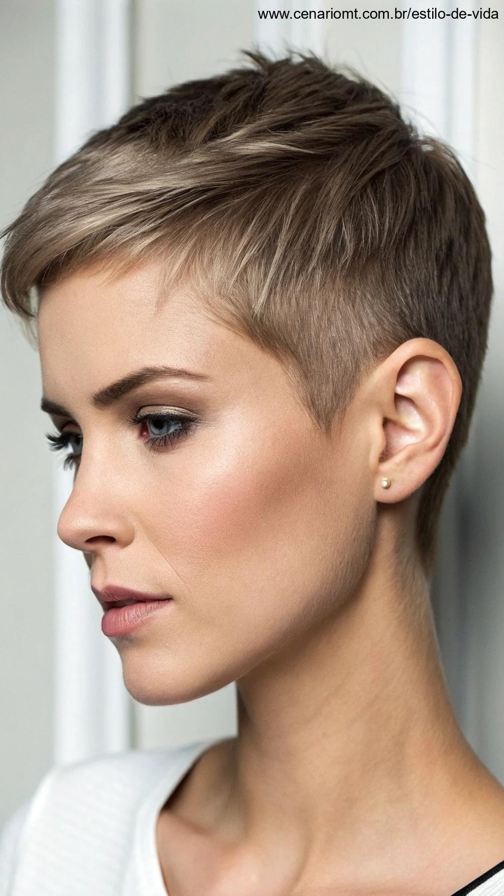Pixie com lados curtos, moderno e estruturado.