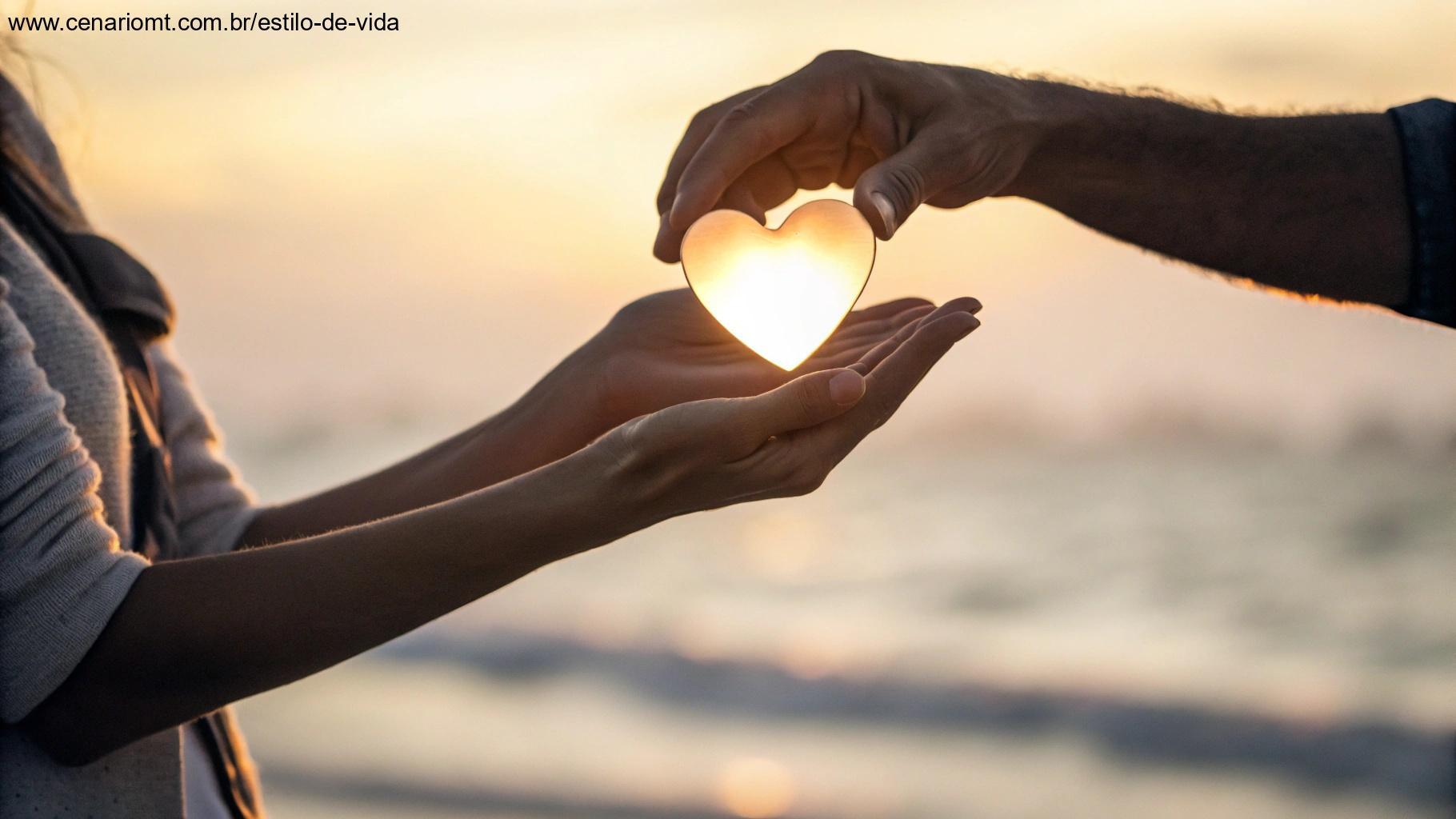 Imagem de mãos segurando uma luz em formato de coração, simbolizando amor e fé para a semana.