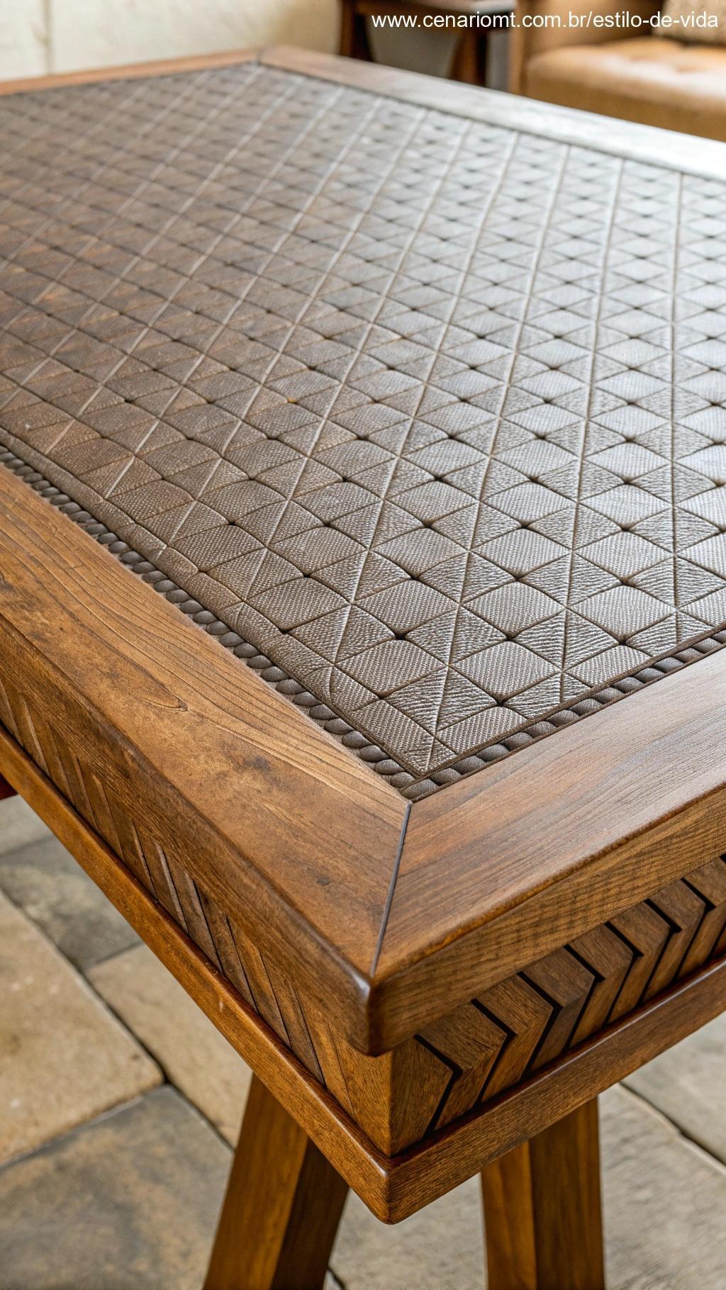 mesa de madeira com protetor de superfície
