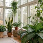 Ambiente interno com diversas plantas purificadoras de ar