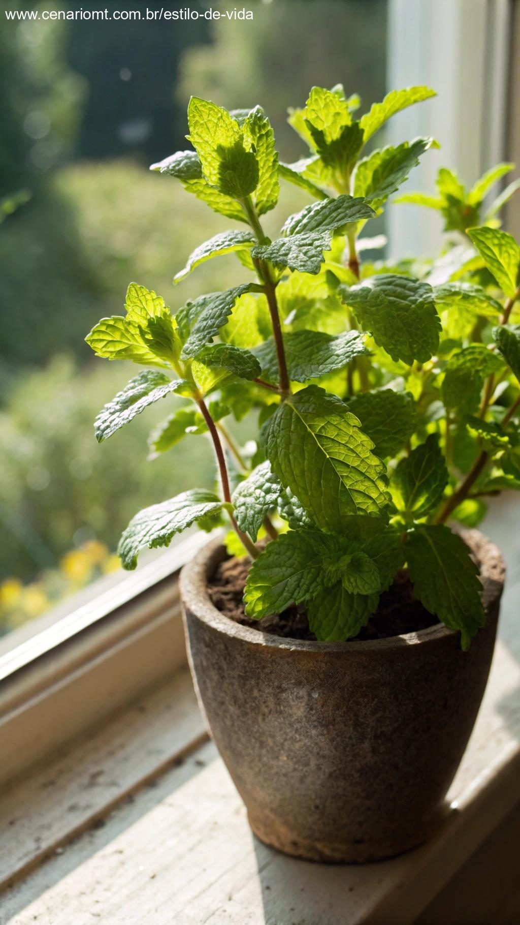 Planta de Hortelã com folhas verdes vibrantes.