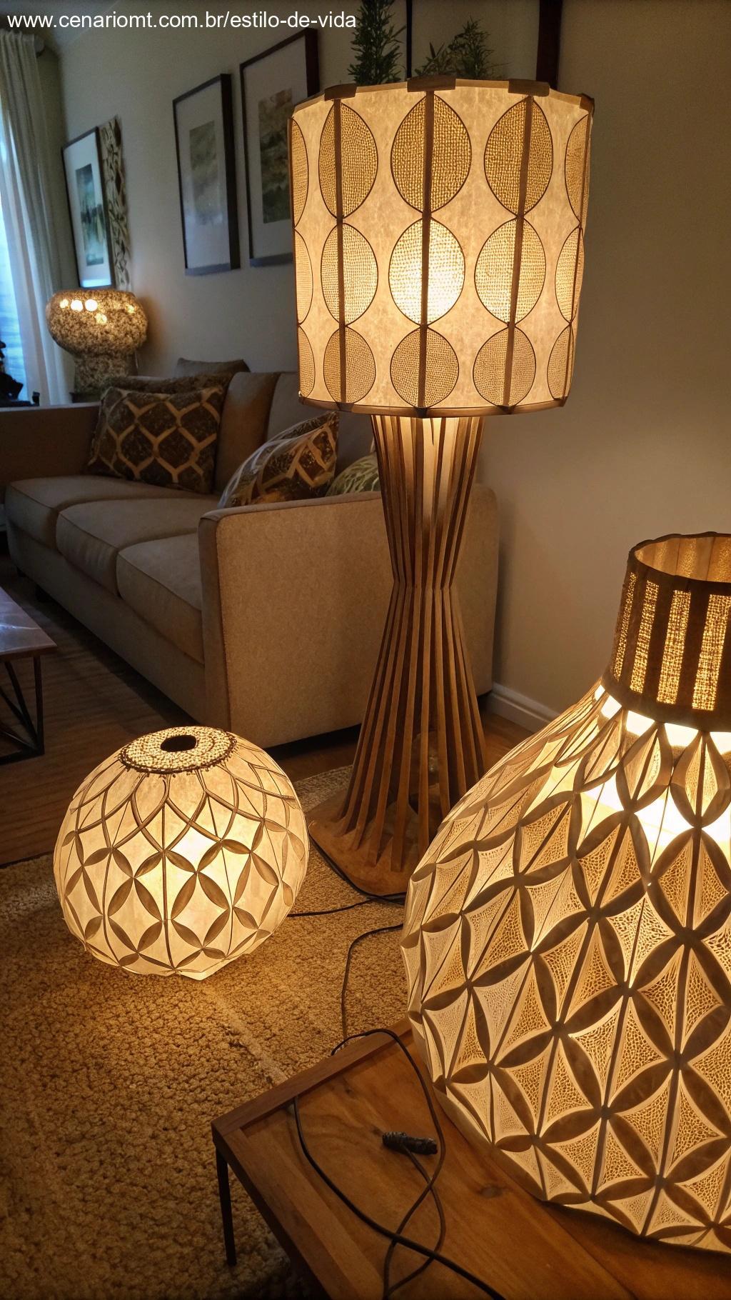 Luminárias de papelão.