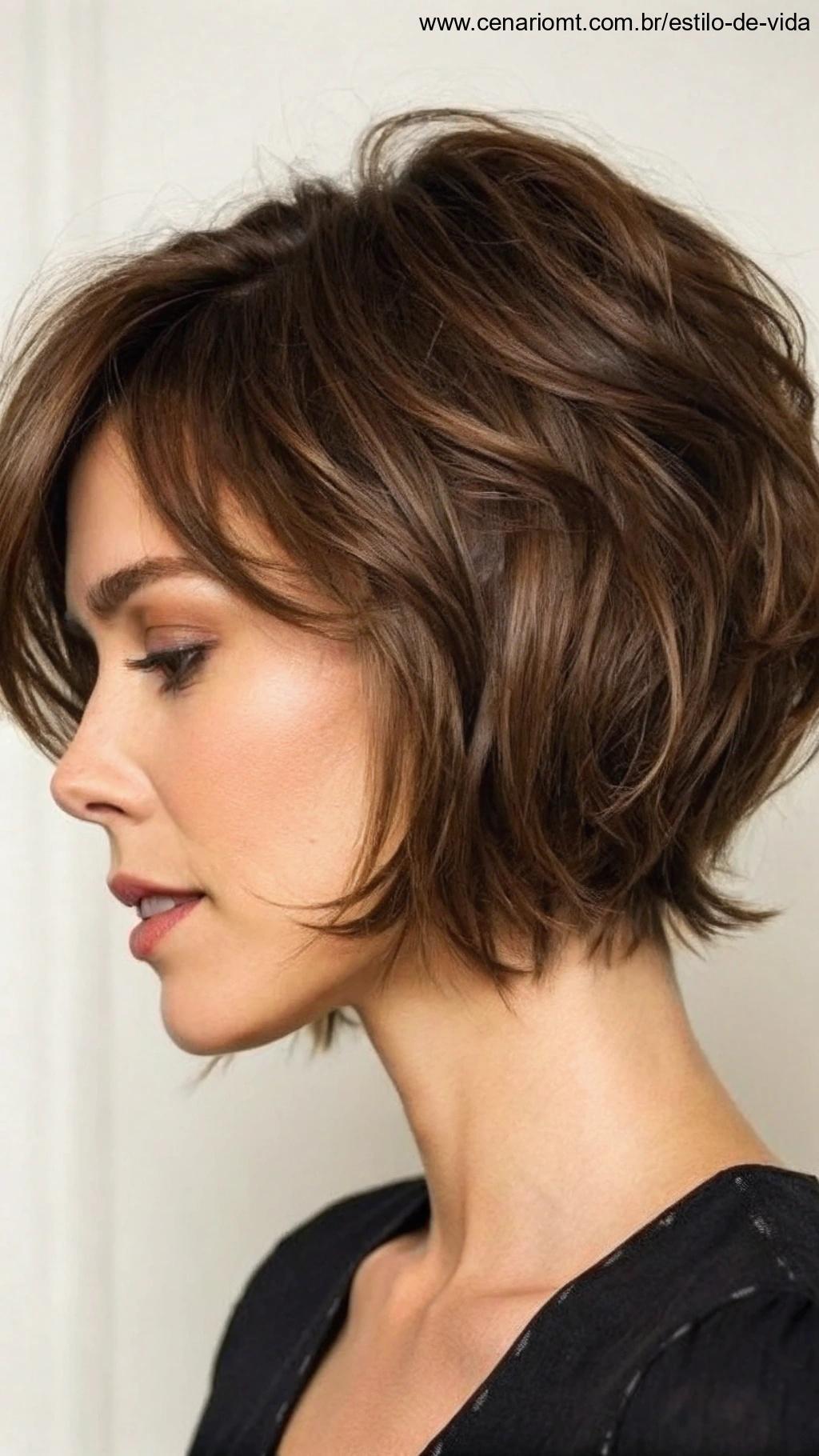 Corte bob curto que aumenta o volume do cabelo