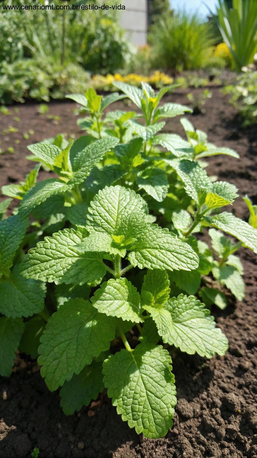Planta de Erva-cidreira com folhas verdes.