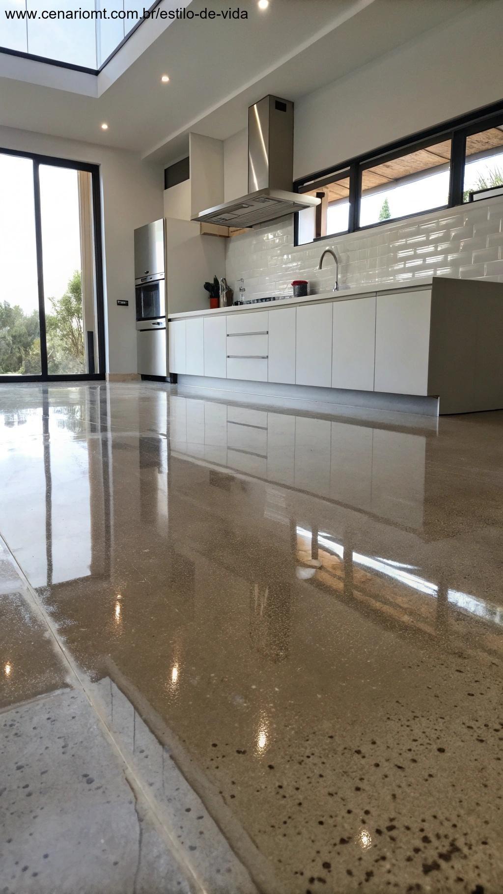 Piso que repele sujeira em uma cozinha moderna