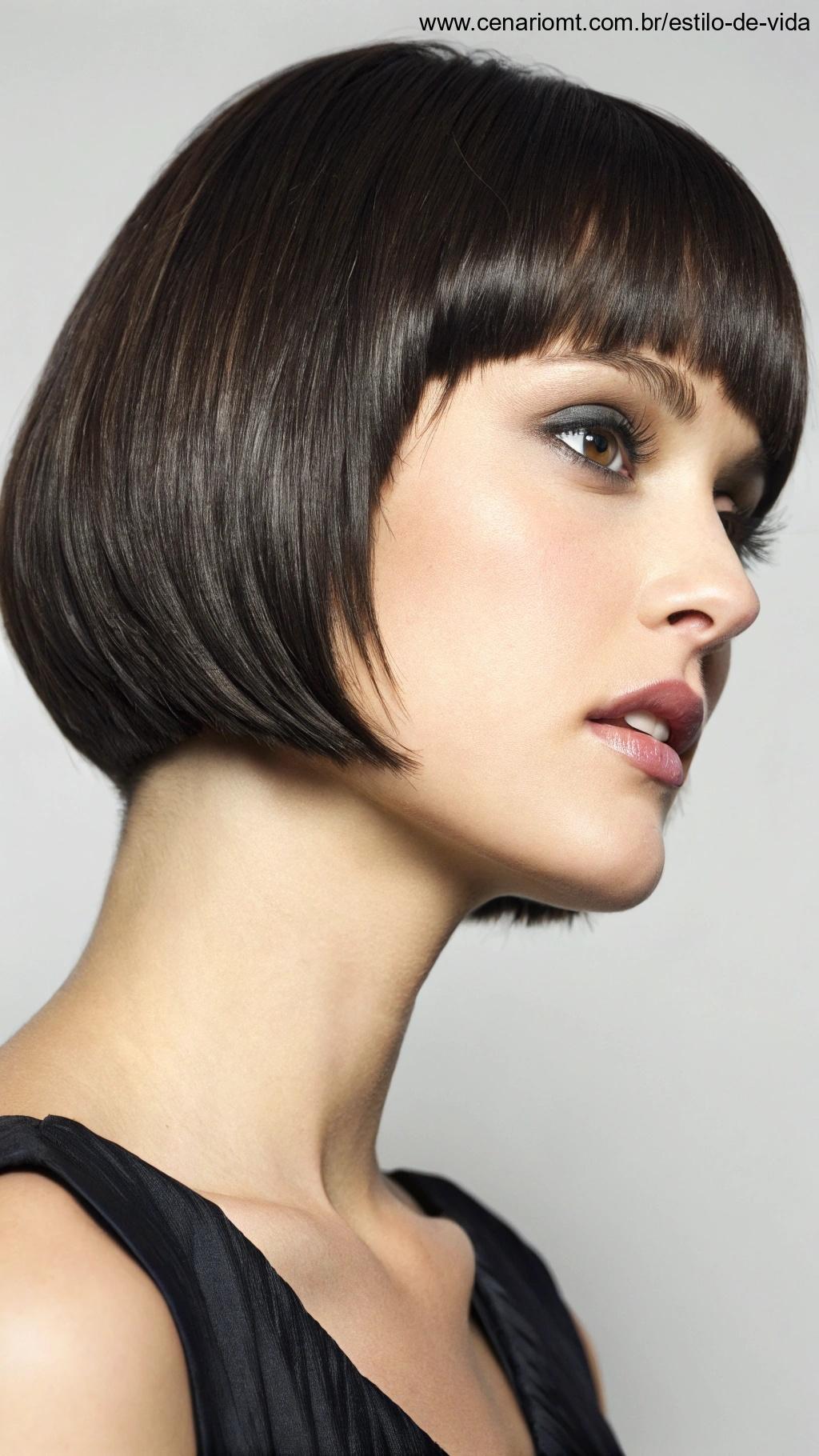 Corte bob com franja curta: bob com franjas curtas para um visual jovem e moderno.