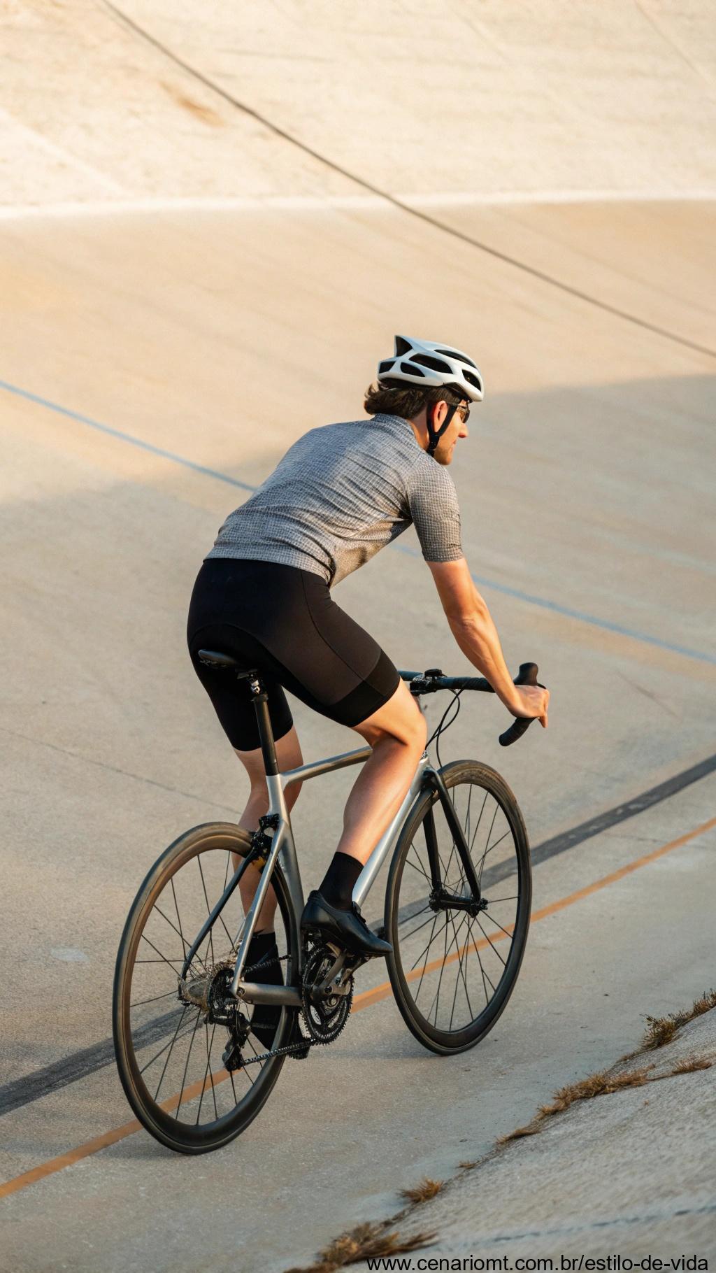 Ciclista com boa postura enquanto pedala, mantendo as costas retas