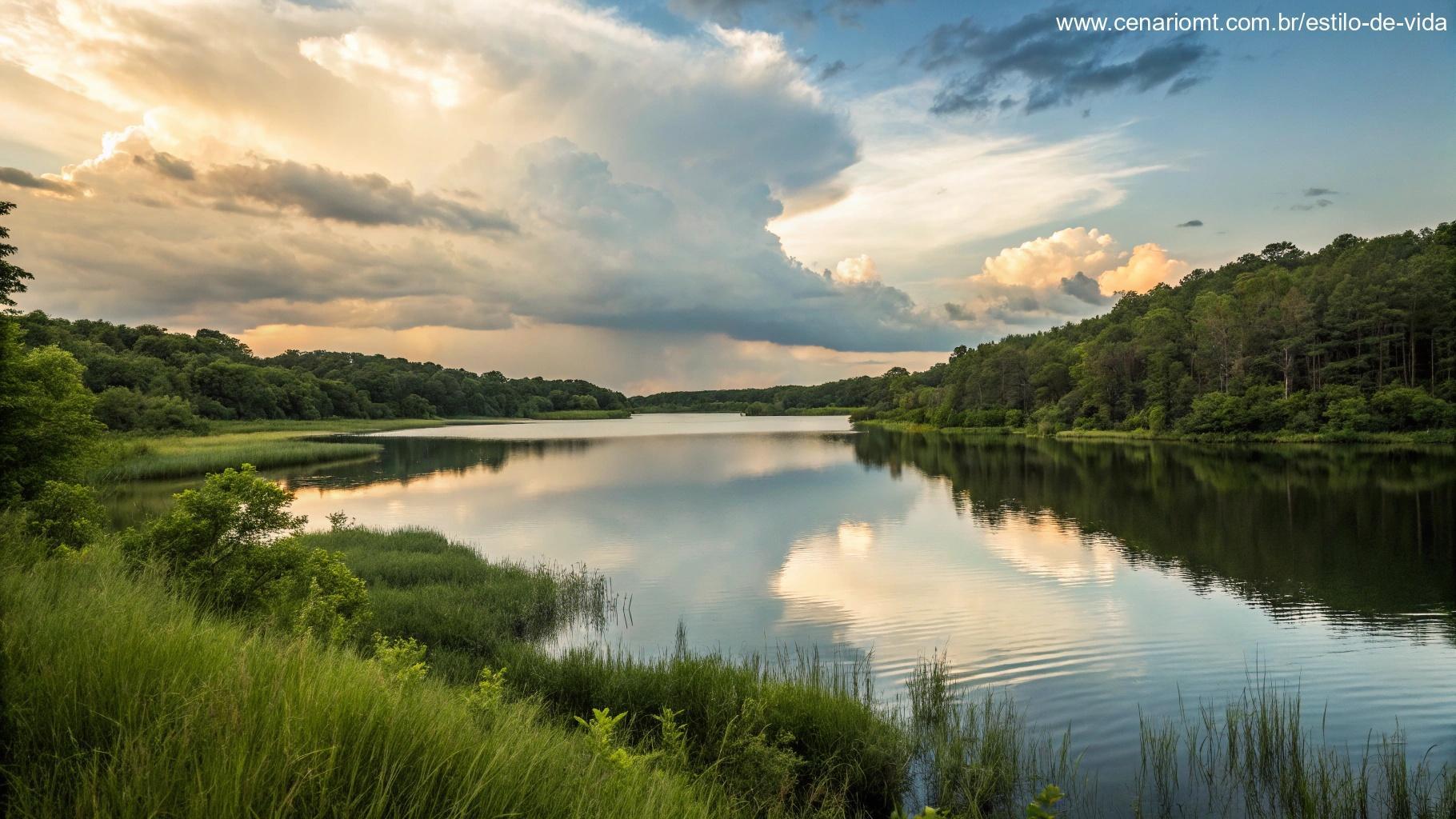 Imagem de um lago sereno, transmitindo confiança e paz.