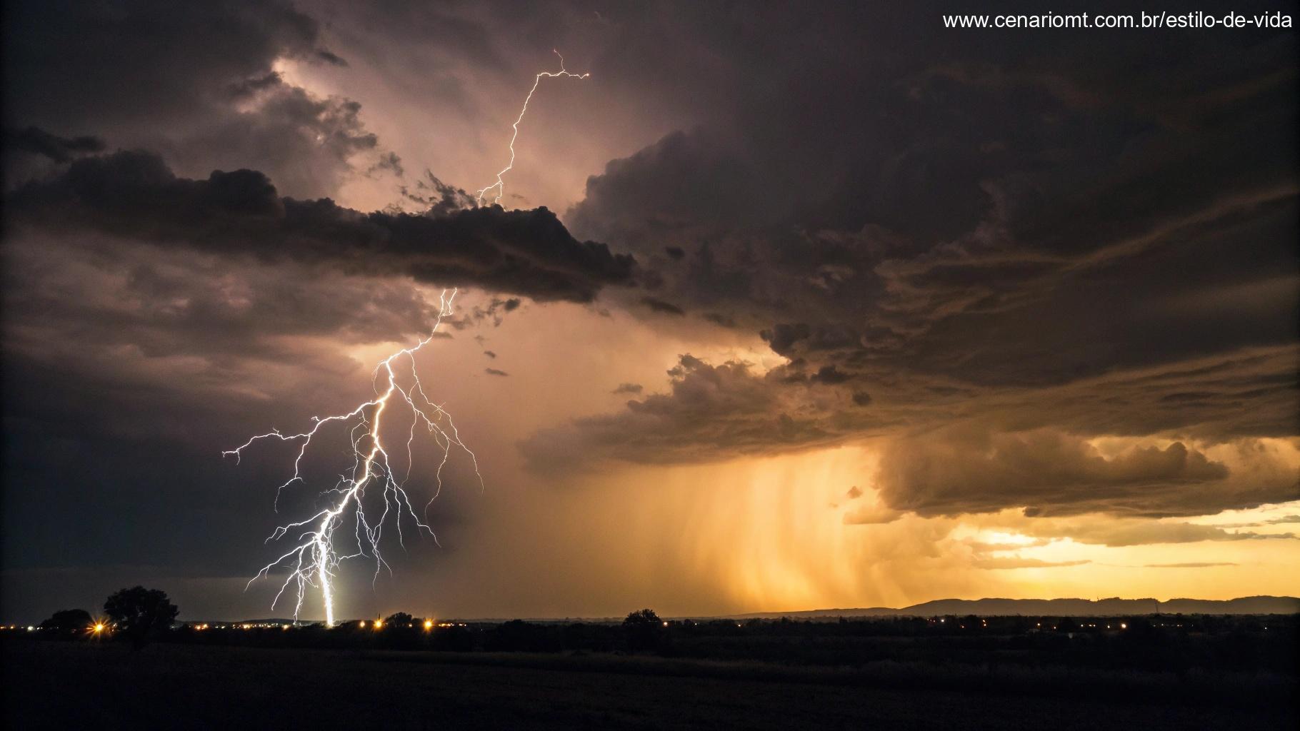 Imagem simbolizando a força da oração em tempos difíceis, com uma tempestade contrastada pela luz.