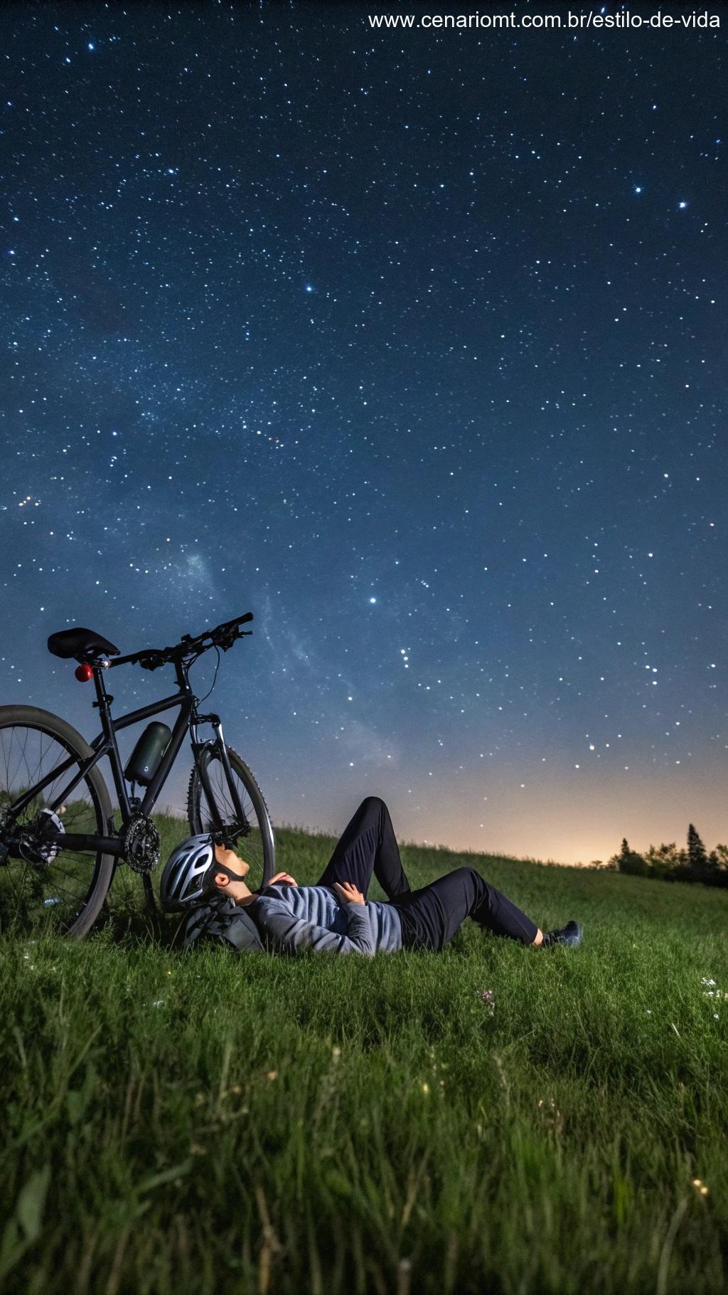 Pessoa dormindo tranquilamente ao lado de uma bicicleta