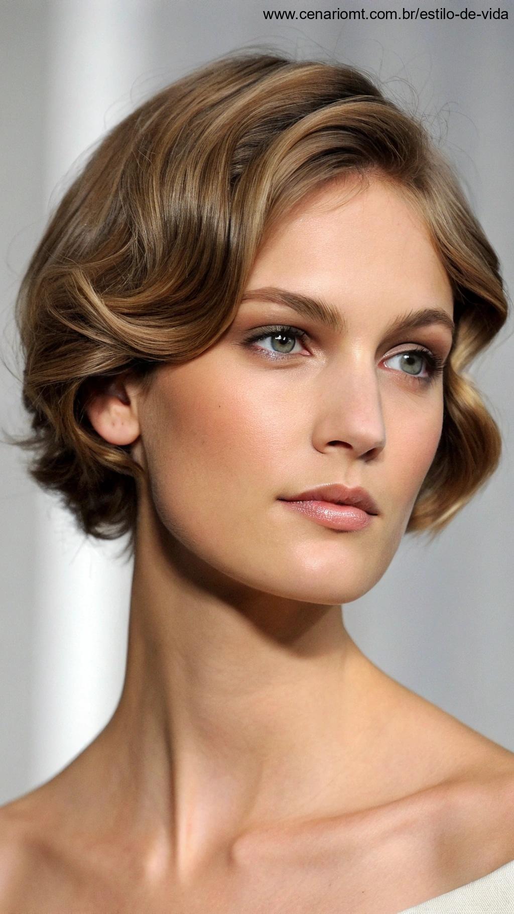Cabelo curto para rostos ovais, com camadas suaves.