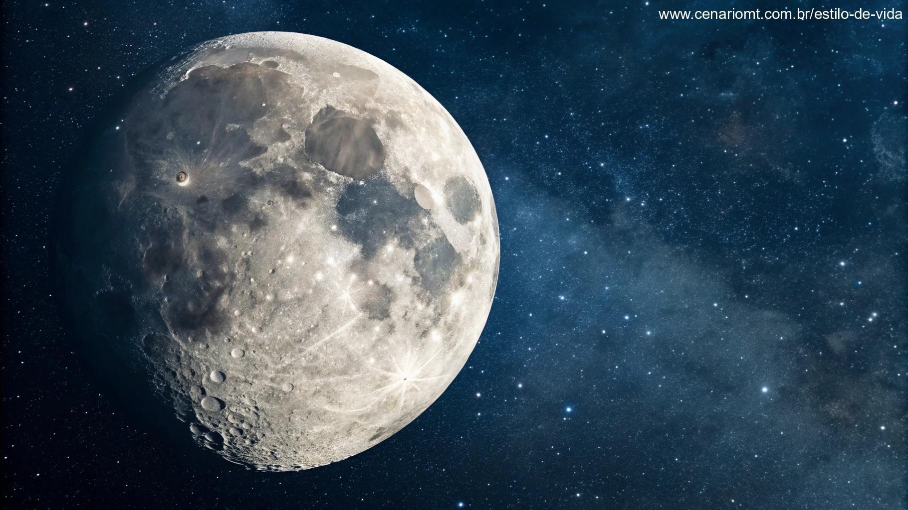 Imagem detalhada da fase Gibosa Crescente da Lua.