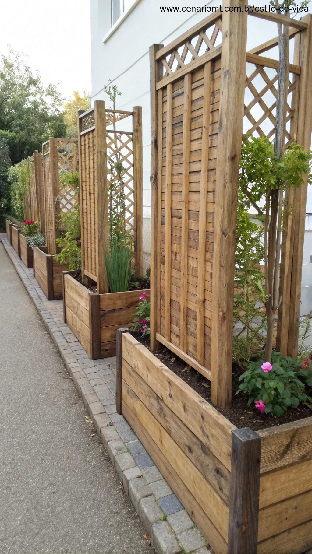 Cercas e divisórias decorativas feitas com madeira reaproveitada