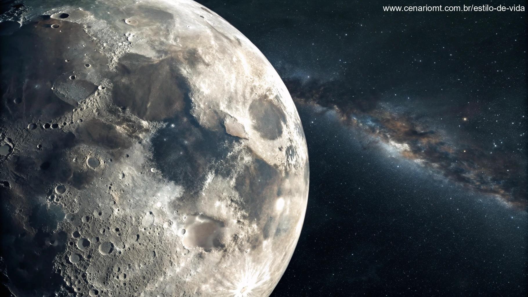 Imagem detalhada da Lua em 26 de março de 2025, destacando sua fase e características da superfície.